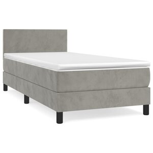vidaXL Sommier à lattes de lit et matelas Gris clair 90x200 cm Velours