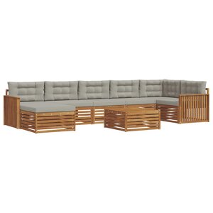 vidaXL Ensemble de canapés d'extérieur 8 pc Gris Naturel et Clair