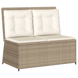 vidaXL Banc inclinable de jardin avec coussins beige résine tressée