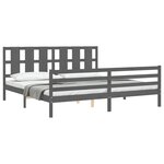vidaXL Cadre de lit avec tête de lit gris 200x200 cm bois massif