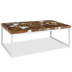 vidaXL Table basse Teck Résine 110x60x40 cm