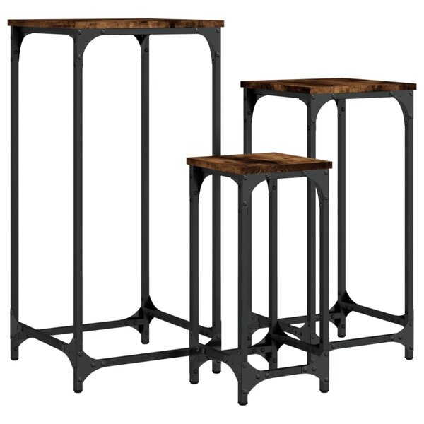 vidaXL Tables d’appoint gigognes 3 Pièces chêne fumé bois d'ingénierie