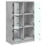 vidaXL Buffet haut avec portes gris béton 68x37x109 cm bois ingénierie