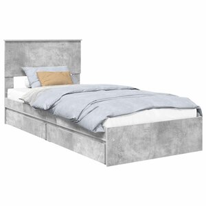 vidaXL Lit de Rangement Gris béton 90 x 190 cm Bois d'ingénierie