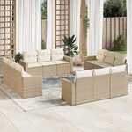 vidaXL Salon de jardin avec coussins 12 Pièces beige résine tressée