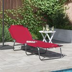 vidaXL Chaise longue pliante portable rouge en tissu Oxford 600D