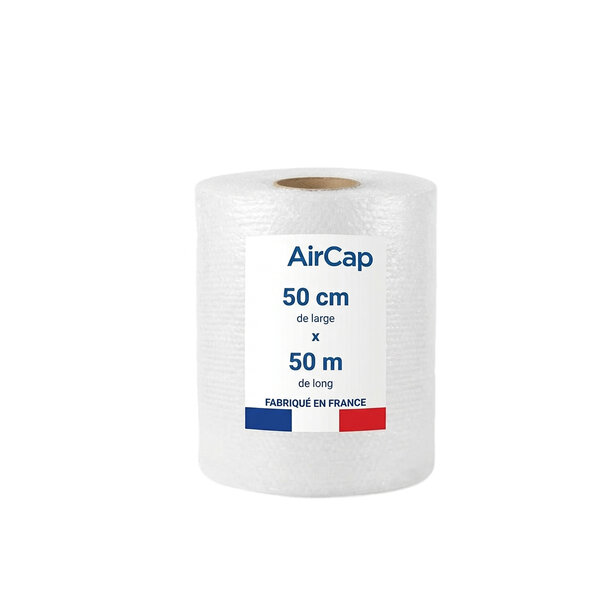 Lot de 1 rouleau de film papier bulle tricouche Aircap largeur 50 cm x longueur 50 mètres