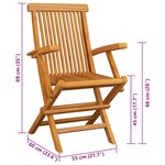 vidaXL Chaises de jardin avec coussins rouge bordeaux lot de 3 Teck