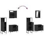 vidaXL Ensemble de meubles salle de bain 3 Pièces noir bois d'ingénierie