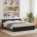 vidaXL Cadre de lit avec tête de lit en chêne noir  180 x 200 cm en bois d'ingénierie