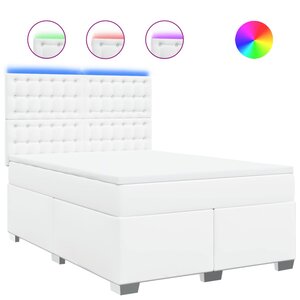 vidaXL Sommier à lattes de lit avec matelas Blanc 160x200cm Similicuir