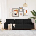 vidaXL Canapé à 3 places Noir 210 cm Tissu