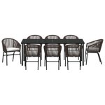 vidaXL Ensemble de salle à manger de jardin de 9 pièces Marron Poly Rattan