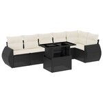 vidaXL Salon de jardin 7 Pièces avec coussins noir résine tressée