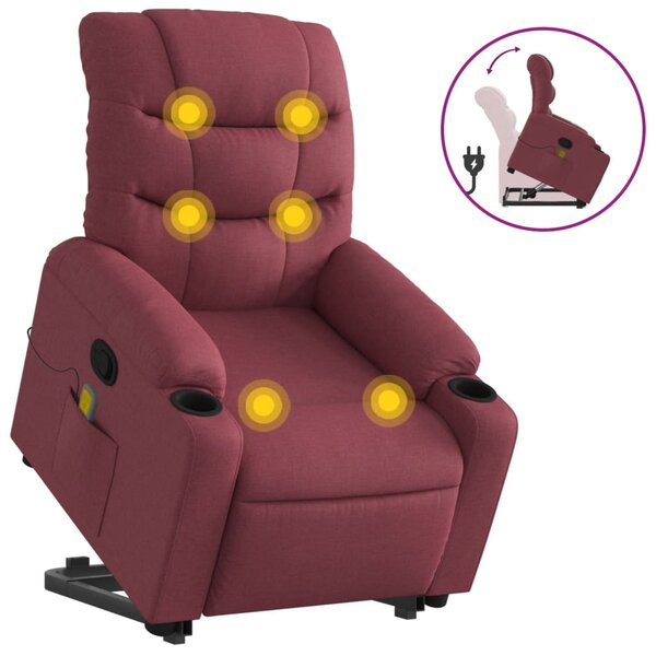 vidaXL Fauteuil inclinable de massage Rouge bordeaux Tissu