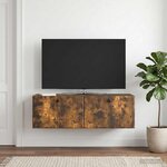 vidaXL Meuble TV mural 98 x 31 x 30 cm Chêne fumé Bois d'ingénierie