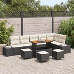 vidaXL Ensemble de canapé de jardin 10 Pièces Noir Poly rotin
