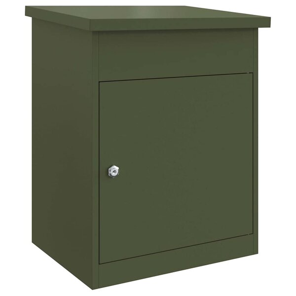 vidaXL Boîte de dépôt de colis Vert olive 47 5 x 38 x 59 cm Acier