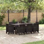 vidaXL Ensemble de salle à manger pour jardin 9 Pièces Marron Rattan Polt