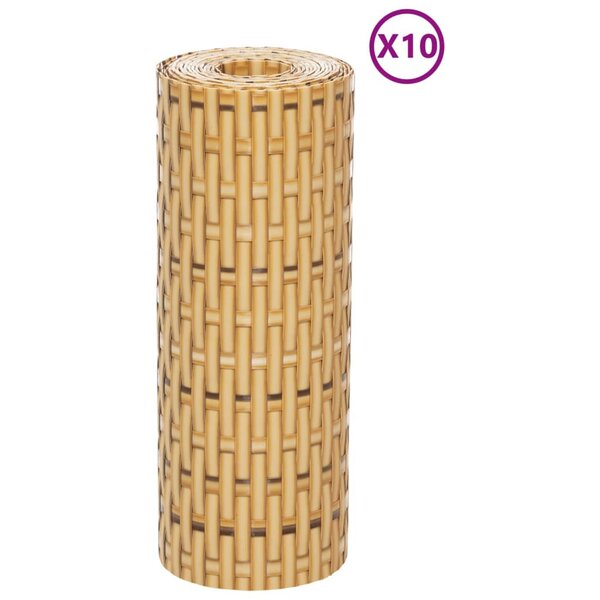 vidaXL Paravents de balcon 10 Pièces marron clair 255x19cm résine tressée