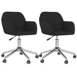 vidaXL Chaises pivotantes à manger lot de 2 Noir Tissu