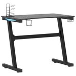 Bureau table poste de travail meuble d'ordinateur informatique étude de jeu à LED avec pieds en forme de Z 90 x 60 x 75 cm noir 02_0023775