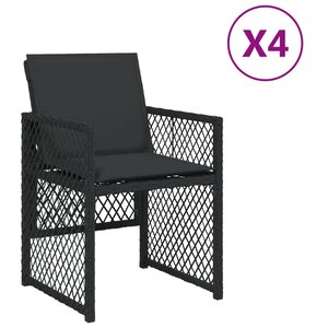 vidaXL Chaises de jardin lot de 4 avec coussins noir résine tressée