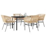 vidaXL Ensemble à manger jardin coussins 5Pièces marron poly rotin verre