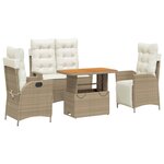 vidaXL Ensemble à manger de jardin coussins 4 Pièces beige résine tressée