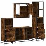 vidaXL Ensemble meubles salle de bain 4 Pièces chêne fumé bois ingénierie