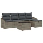 vidaXL Ensemble de canapé de jardin avec coussin 6 Pièces Gris Poly rotin