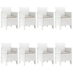 vidaXL Set de salle à manger jardin - 9 pièces avec coussins  en Rotin blanc