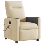 vidaXL Fauteuil inclinable de massage électrique crème tissu