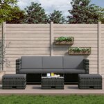 vidaXL Salon de jardin 4 Pièces avec coussins résine tressée gris