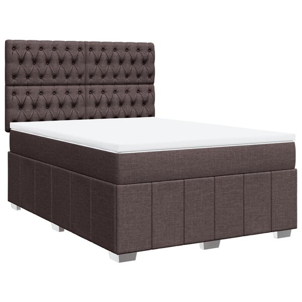 vidaXL Sommier à lattes de lit avec matelas Marron foncé 140x190 cm