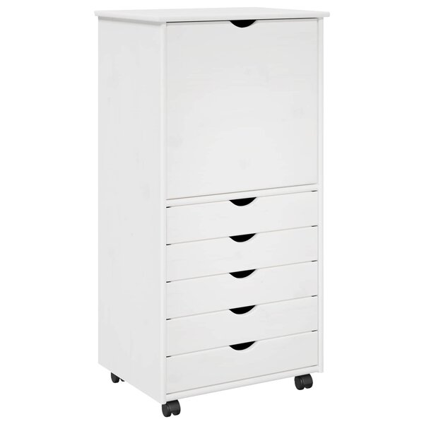 vidaXL Cabinet roulant 53 x 39 x 103 cm Bois de Pin Massif Blanc