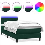 vidaXL Sommier à lattes de lit et matelas et LED vert foncé 80x220 cm velours