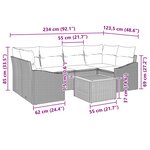 vidaXL Ensemble de canapé de jardin avec coussin 7 Pièces Noir Poly rotin