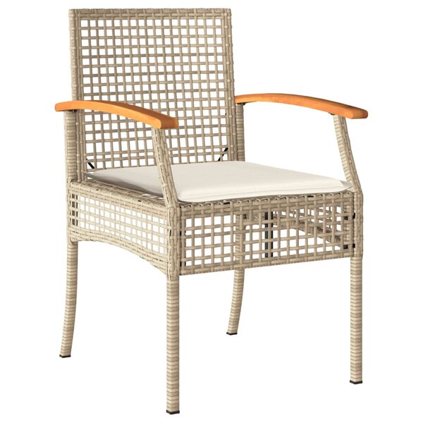vidaXL Ensemble à manger de jardin et coussins 3 Pièces Beige poly rotin