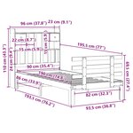 vidaXL Lit bibliothèque sans matelas 90x190 cm bois de pin massif