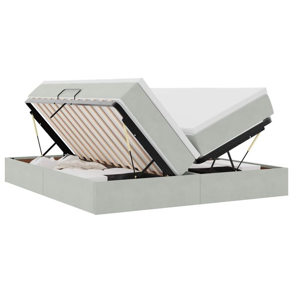 vidaXL Lit avec rangement et matelas Gris clair 180 x 200 cm Velours
