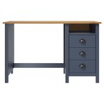 vidaXL Bureau Hill avec 3 tiroirs Gris 120x50x74 cm Pin solide