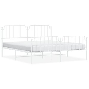 vidaXL Cadre de lit métal sans matelas et pied de lit blanc 183x213 cm