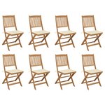 vidaXL Chaises pliables d'extérieur et coussins lot de 8 Bois d'acacia