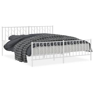 vidaXL Cadre de lit métal sans matelas et pied de lit blanc 180x200 cm