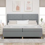 vidaXL Lit à ressorts avec matelas Gris clair 200 x 200 cm tissu