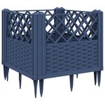 vidaXL Jardinière avec piquets bleu gris 43 5x43 5x43 5 cm PP