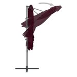 vidaXL Parasol de jardin en porte-à-faux mât en acier rouge bordeaux