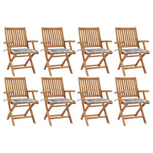 vidaXL Chaises pliables de jardin avec coussins lot de 8 Teck solide