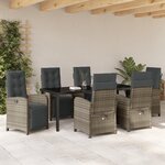Ensemble de salle à manger de jardin 7 pièces vidaXL avec coussins gris clair poly rattan